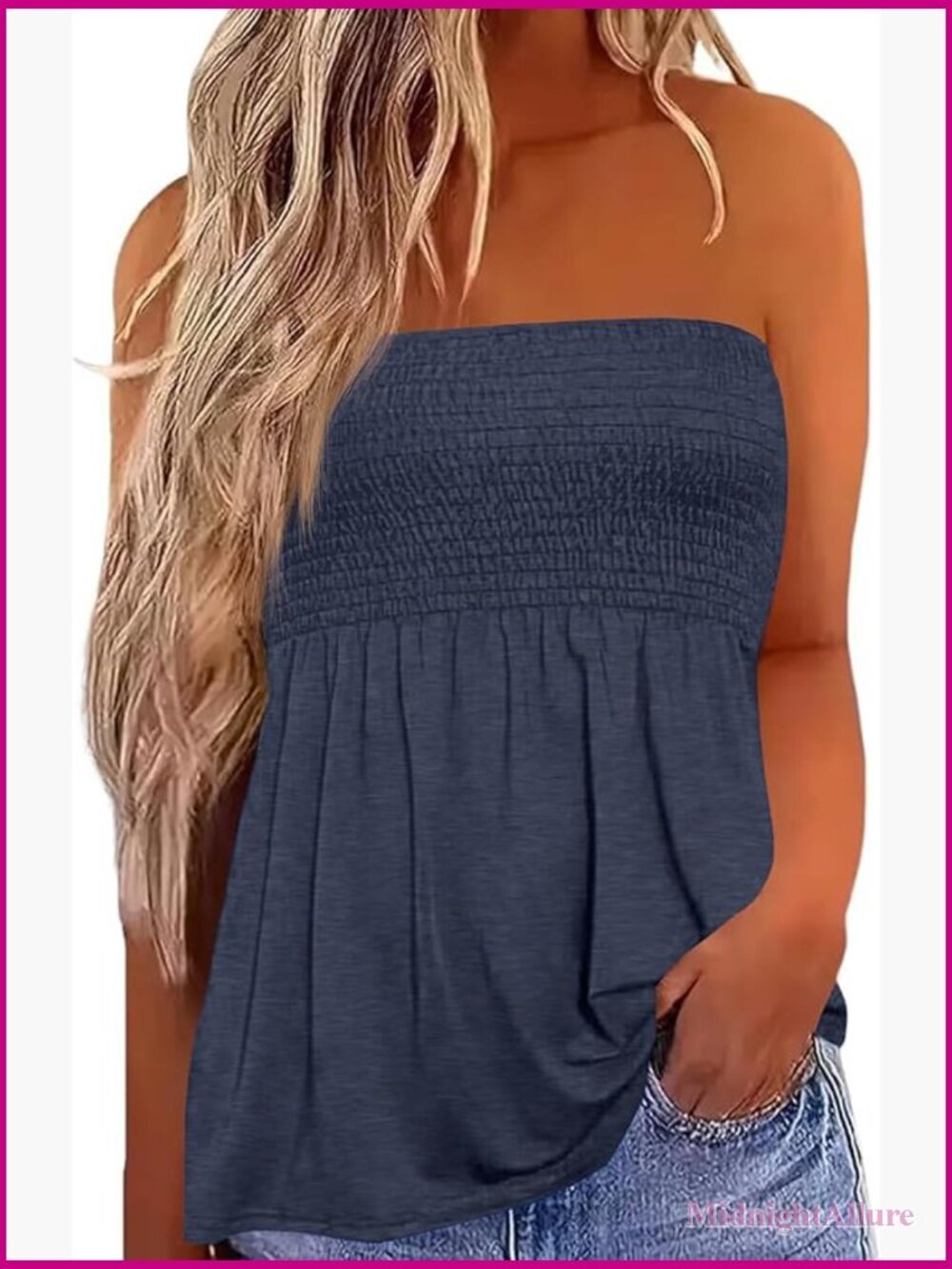 Flowy Pleated Strapless Tube Top Sleeveless Bandeau Tank Summer Beach Coverup